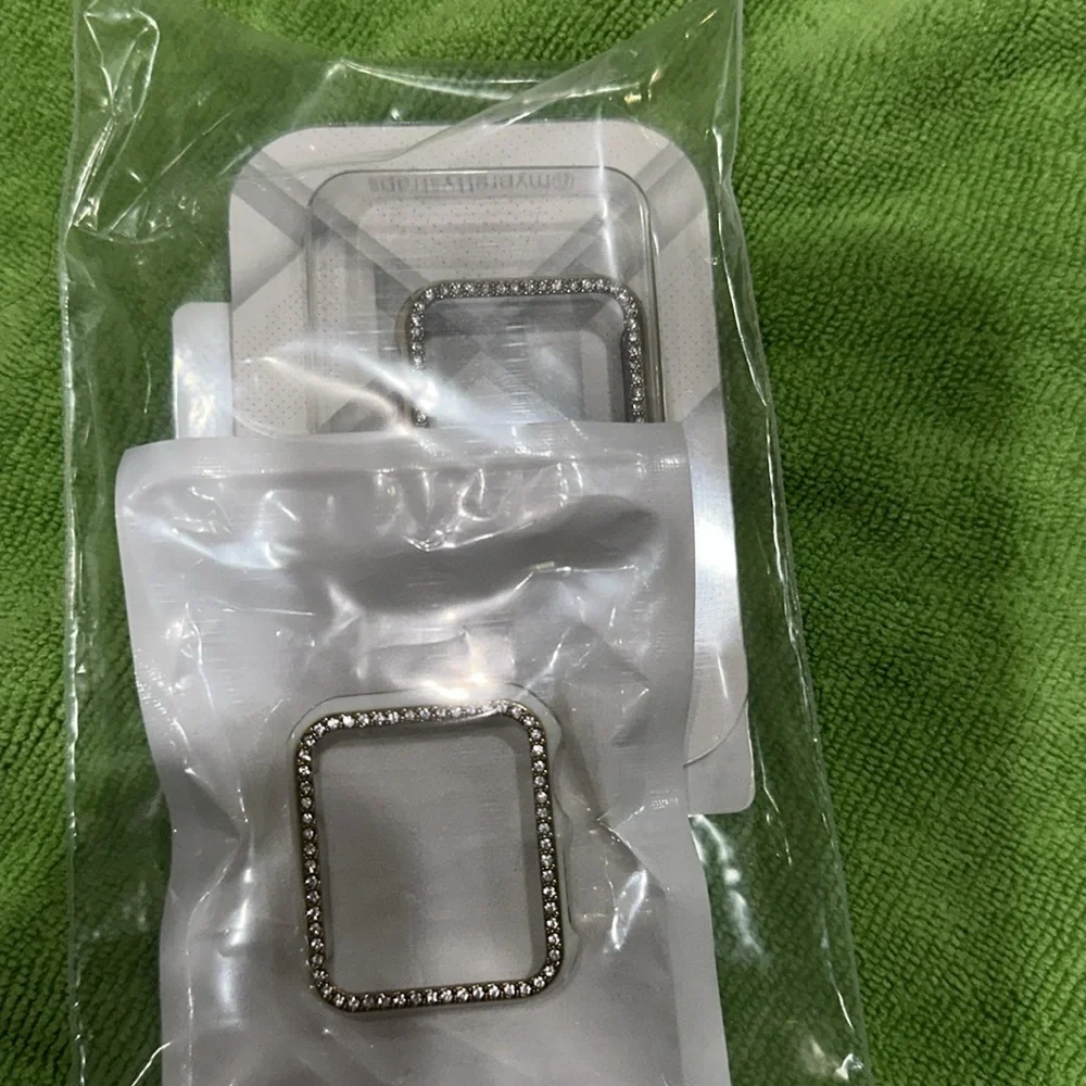 Apple Watch case cover set of two one white one gold with rhinestones 38/42mm